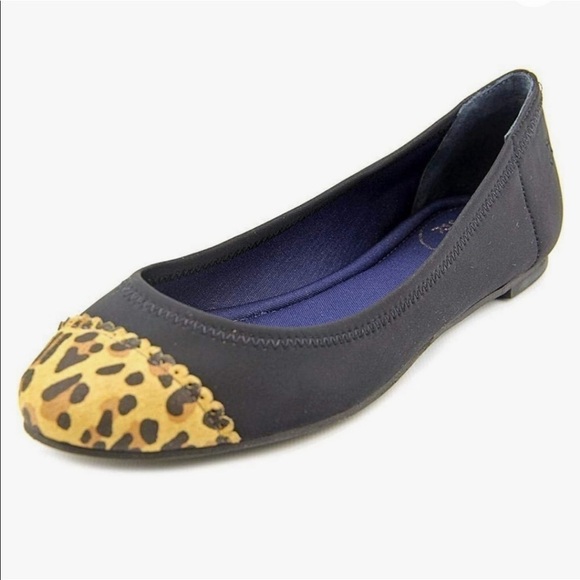 Jack Rogers Bree Stretch Black Cheetah Flats - Picture 1 of 10